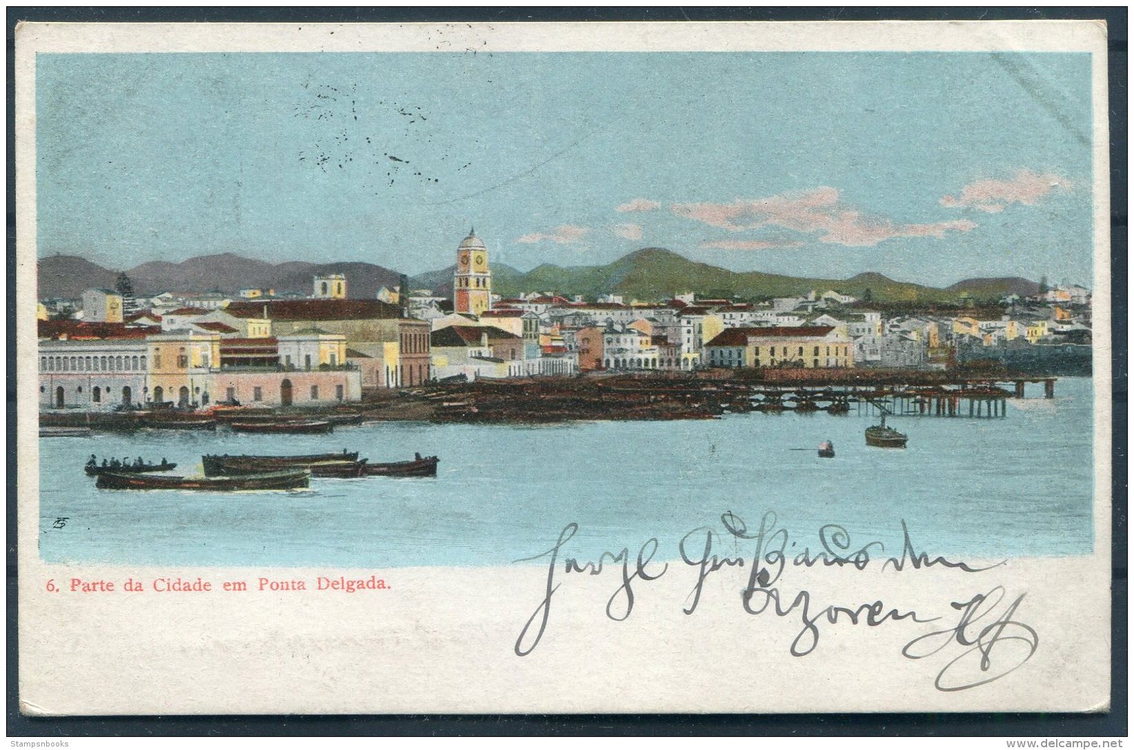 1906 Portugal Angra Azores. Ponta Delgada Postcard -  Burgdorf Switzerland Via Lisboa - Angra