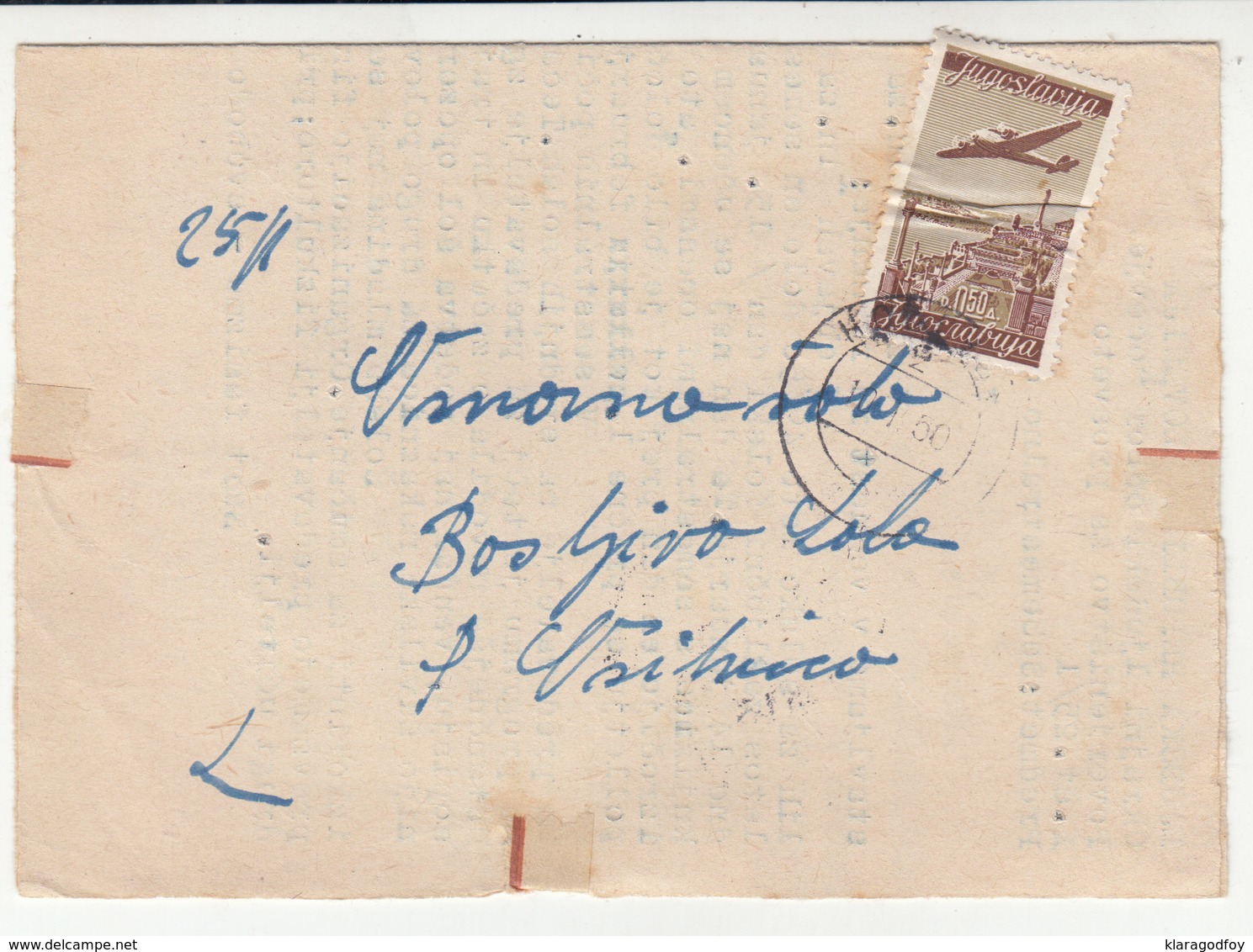 Yugoslavia Slovenia 2 Documents Travelled As Letters 1950 Kočevje To Osilnica B181025 - Slowenien