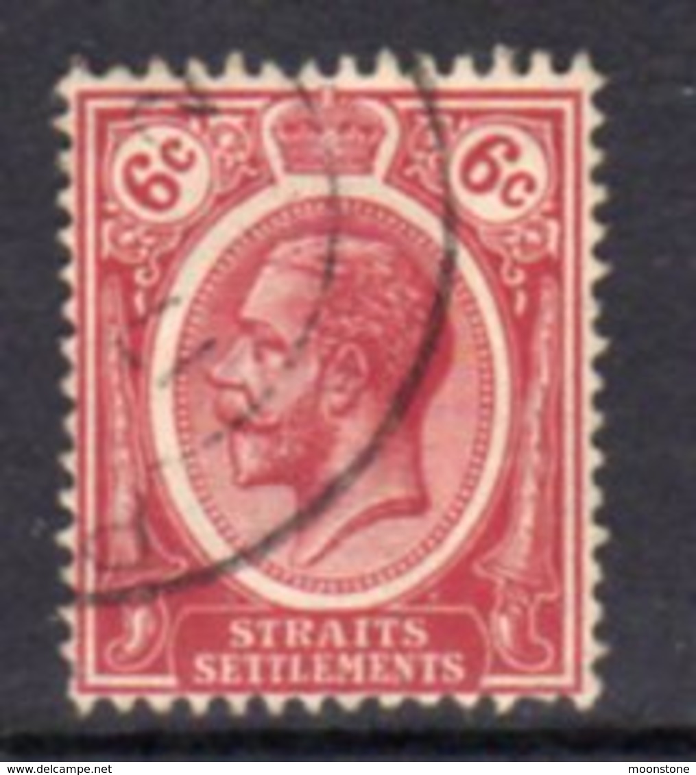 Malaya Straits Settlements GV 1921-33 6c Dull Claret, Wmk. Multiple Script CA, Used, SG 227 - Straits Settlements