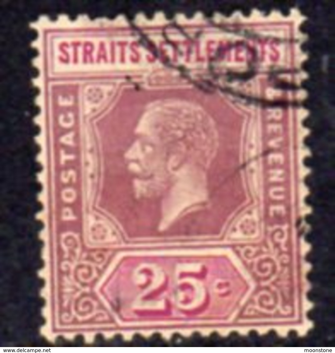 Malaya Straits Settlements GV 1921-33 25c Dull Purple & Mauve, Die I, Type I, Wmk. Multiple Script CA, Used, SG 234 - Straits Settlements