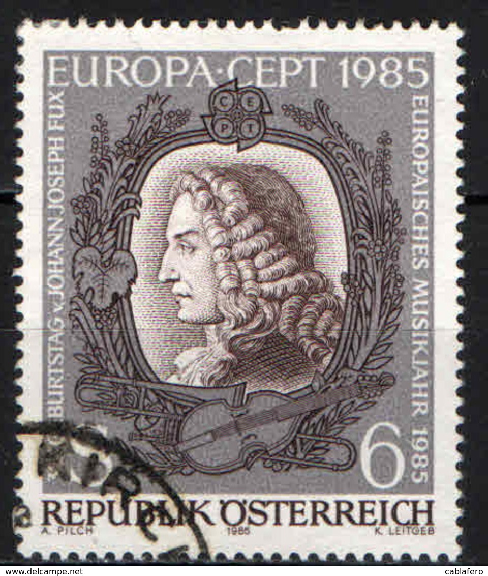 AUSTRIA - 1985 - EUROPA UNITA: ANNO EUROPEO DELLA MUSICA - JOHANN JOSEPH FUX - COMPOSITORE - USATO - Usati