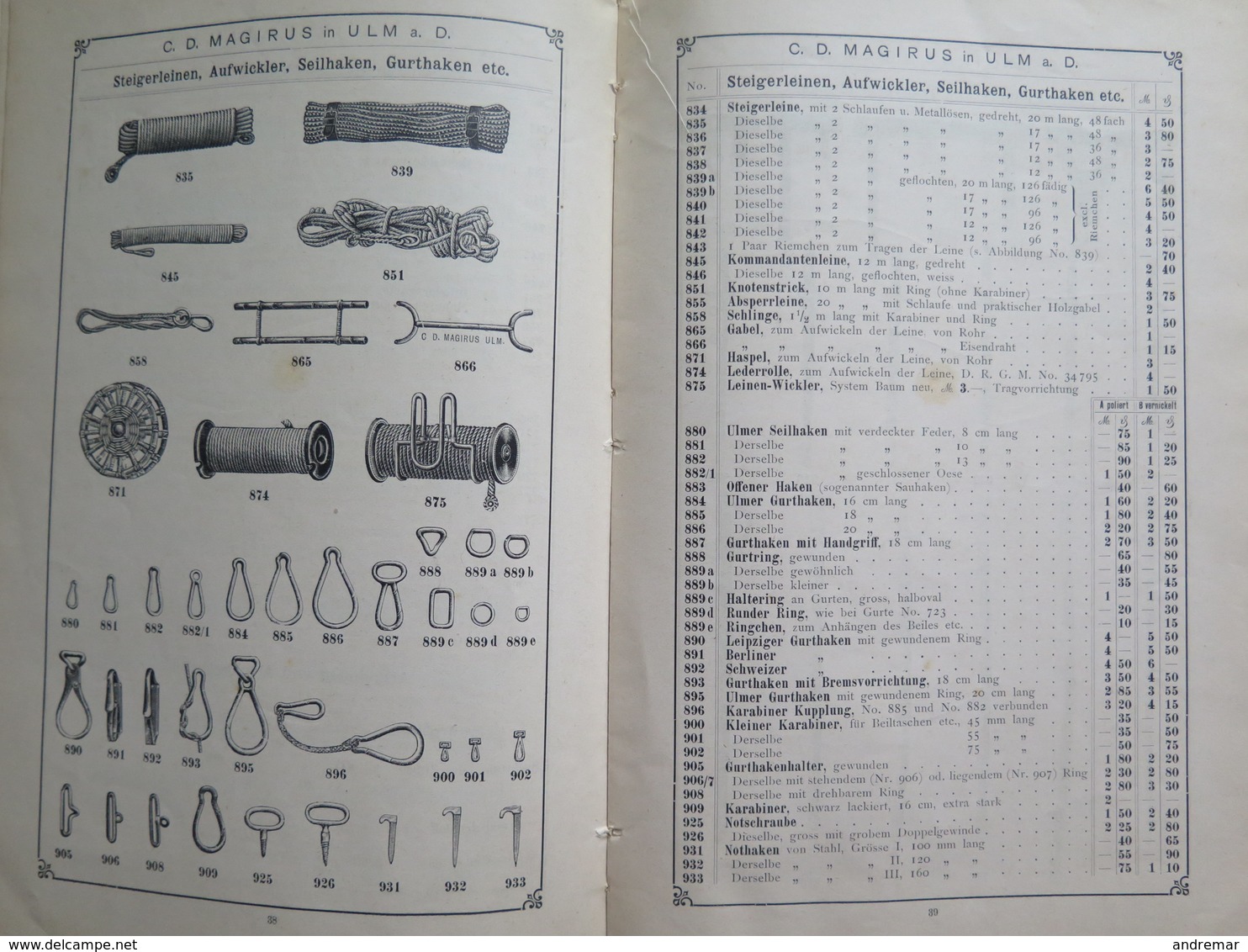 POMPIERS - FEUERWEHR - FIRE BRIGADE - POMPIERI - G.D. MAGIRUS - PREISLISTE DER FEUERWEHR-GERÄTE FABRIK - 1898