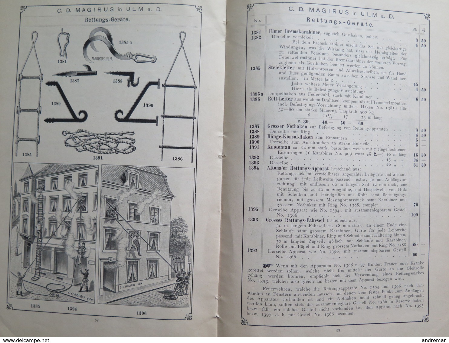 POMPIERS - FEUERWEHR - FIRE BRIGADE - POMPIERI - G.D. MAGIRUS - PREISLISTE DER FEUERWEHR-GERÄTE FABRIK - 1898