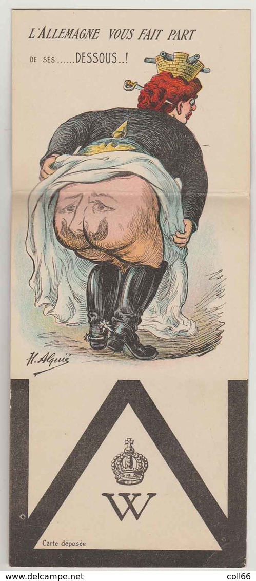 WW1 RARE Propagande 1918 Fesses à Système Anti-Allemande éditeur Illustrateur Alquié Toulouse Dos Scanné - Guerre 1914-18