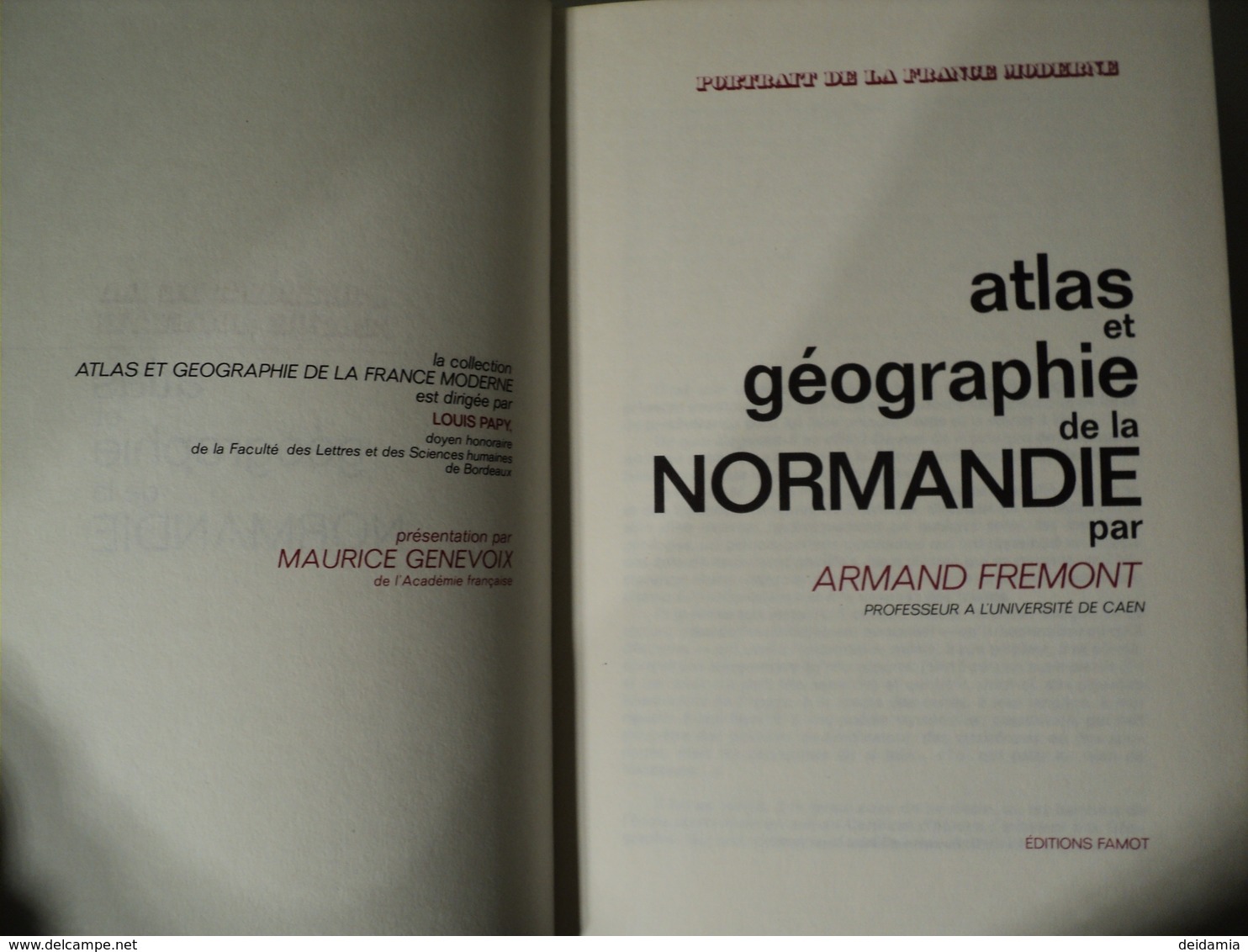 NORMANDIE. 1977. ATLAS GEOGRAPHIQUE. COLLECTION PORTRAIT DE LA FRANCE MODERNE PAR AMAND FREMONT PROFESSEUR A L UNIVERSI - Normandie