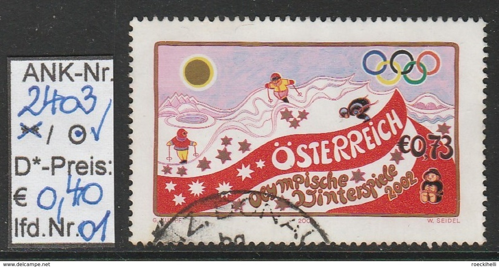 8.2.2002 - SM "Olympische Winterspiele 2002 - Prof. G. Kumpf" -  O Gestempelt - Siehe Scan  (2403o 01) - Gebraucht