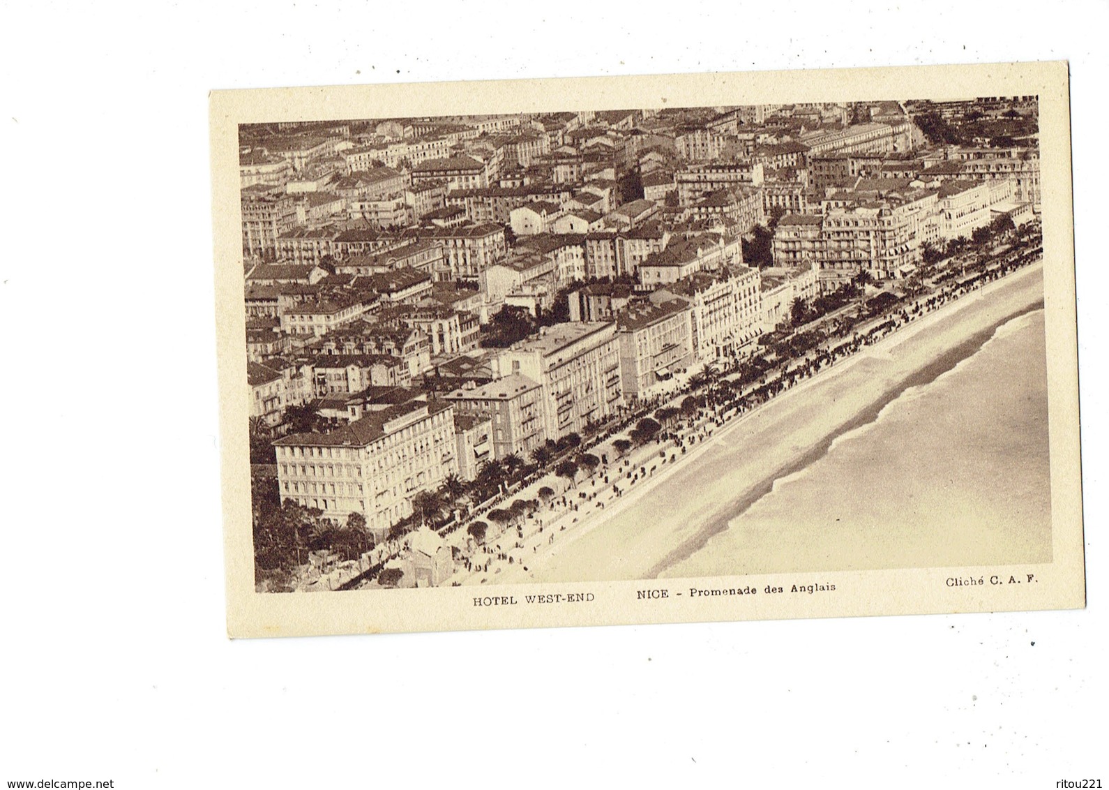 Cpa - 06 - NICE - HOTEL WEST END - Promenade Des Anglais -cliché C.A.F. - Autres & Non Classés
