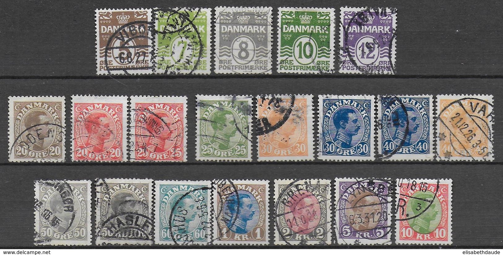 DANEMARK - 1921 - YVERT N° 132/149 OBLITERES - COTE = 120 EUR. - Used Stamps