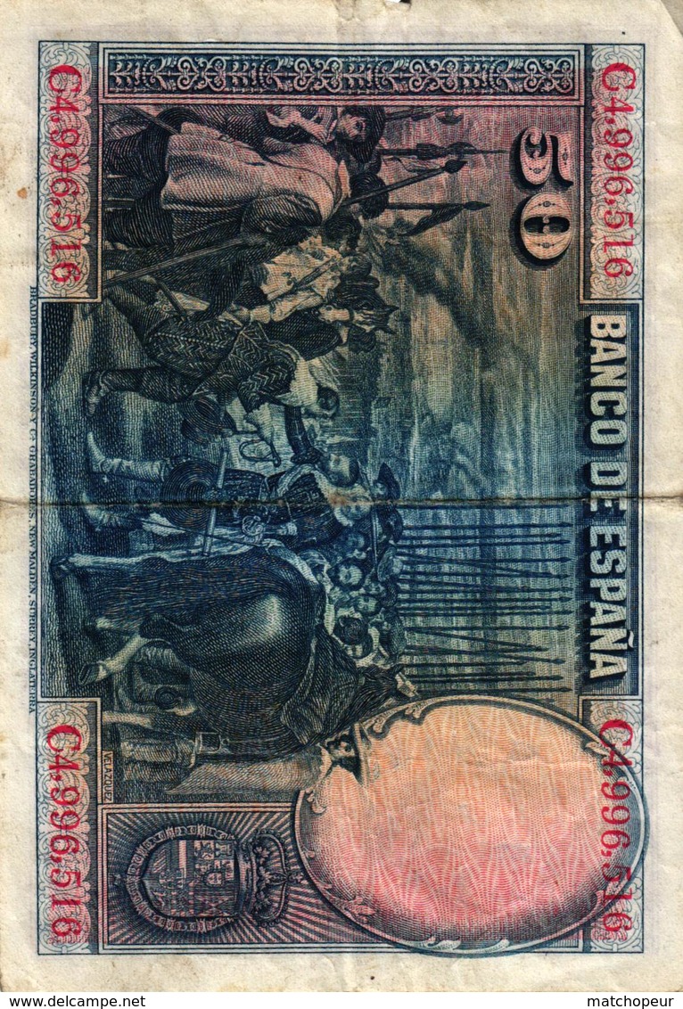 ESPAGNE - CINCUENTA PESETAS  -1928 - VELASQUEZ - 50 Pesetas