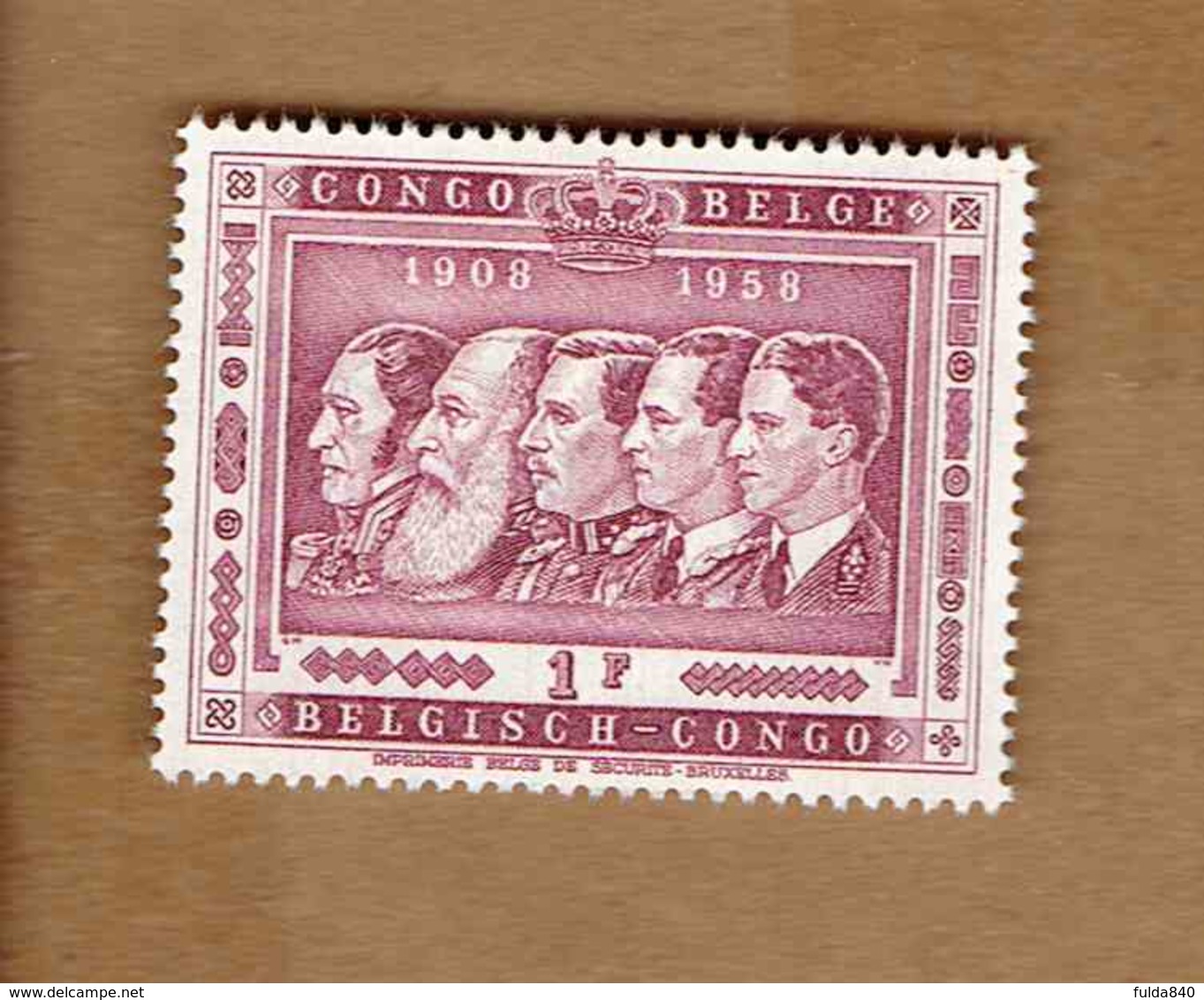 Congo Belge: OBP-COB.  1958 - N°344. *CINQUANTENAIRE DU CONGO BELGE. LES CIQ ROIS DES BELGES*     1F  Neuf*  . - Neufs