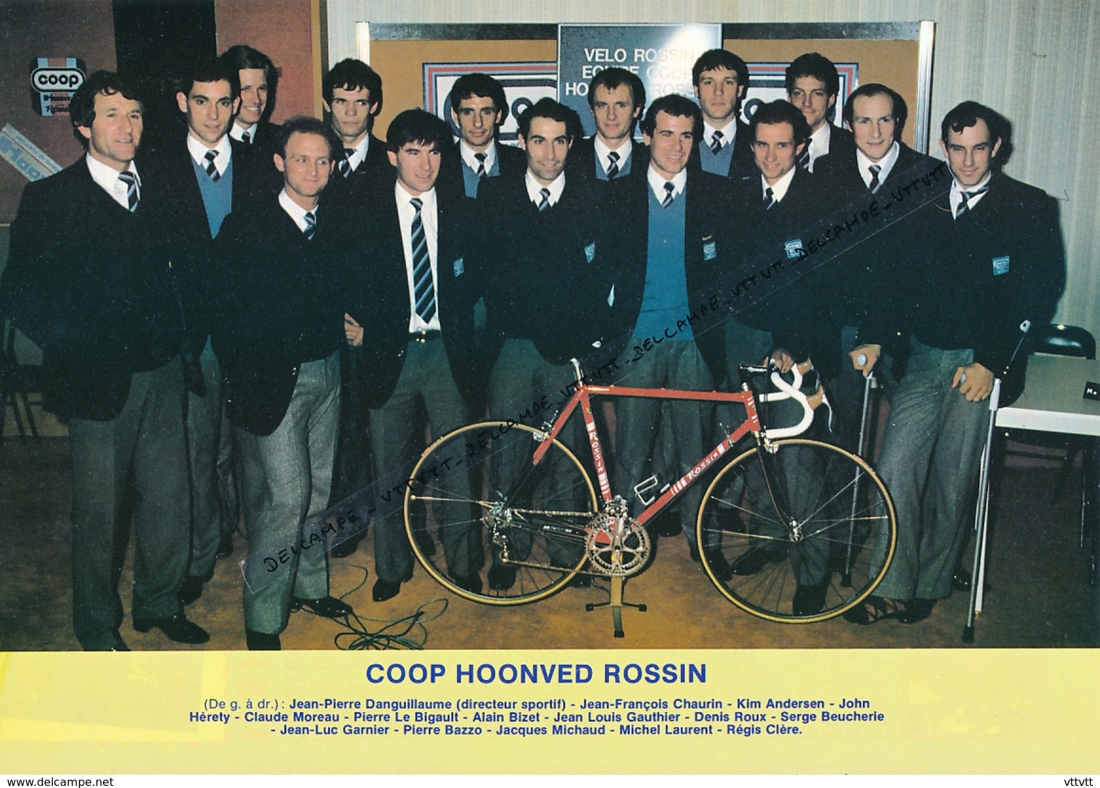 CYCLISME : PHOTO, ANNEE 1984, L'EQUIPE COOP HOONVED ROSSIN, BAZZO, LAURENT, LE BIGAULT, ANDERSEN, BEUCHERIE, ROUX... - Cyclisme