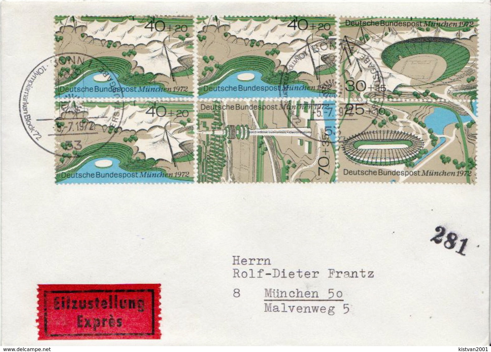 Postal History Cover: Germany Olympic Games Set On Express Cover - Summer 1972: Munich