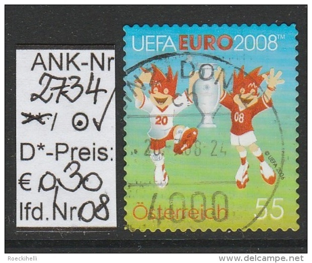 22.1.2008 - skSM "UEFA EURO 2008"   - o gestempelt - siehe Scan (2734o 01-21 at)