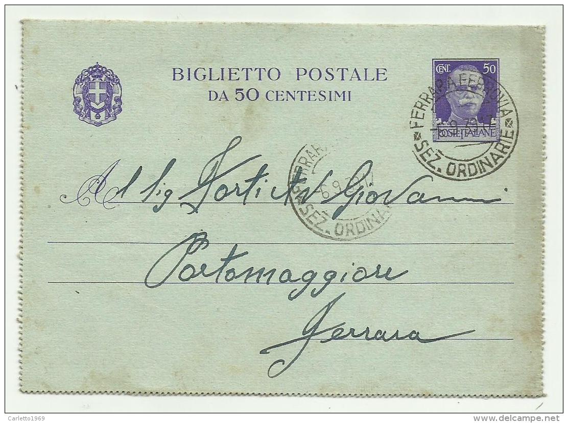 BIGLIETTO POSTALE DA 50 CENTESIMI 1939 - Marcophilia