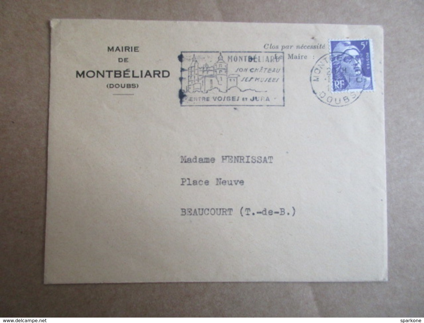 Enveloppe Avec Entête - Mairie De Montbélliard - 1961-....