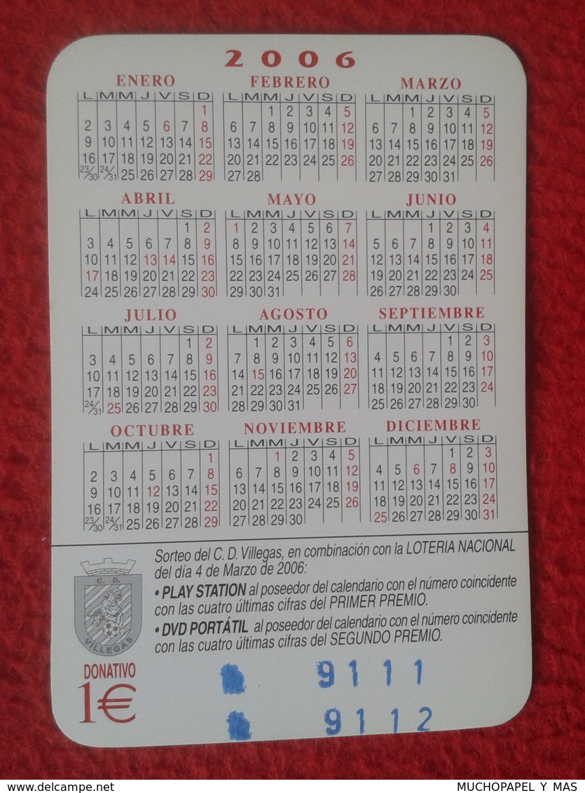 ANTIGUO CALENDARIO OLD CALENDAR DE BOLSILLO MANO 2006 SOCCER FÚTBOL FOOTBALL Samuel Eto'o CLUB BARCELONA SPAIN  ETÓ VER - Tamaño Pequeño : 2001-...