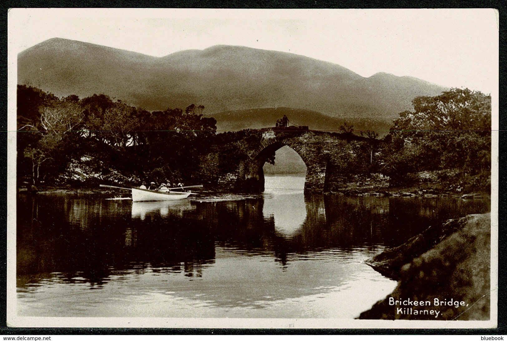 Ref 1235 - Early Real Photo Postcard - Rowing Boat Brickeen Bridge Killarney - County Kerry Ireland Eire - Kerry