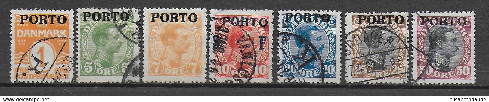 DANEMARK - 1921 - TAXE YVERT N° 1/8 OBLITERES (7 ORE EST *) - COTE = 60 EUR. - Used Stamps