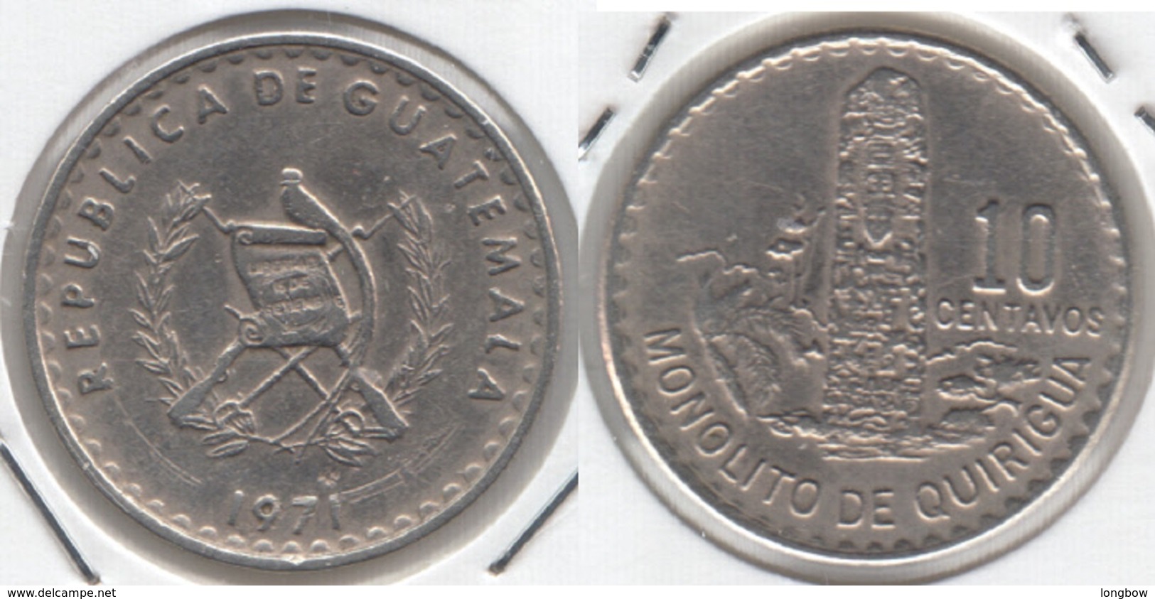 Guatemala 10 Centavos 1971 KM#271.1 - Used - Guatemala