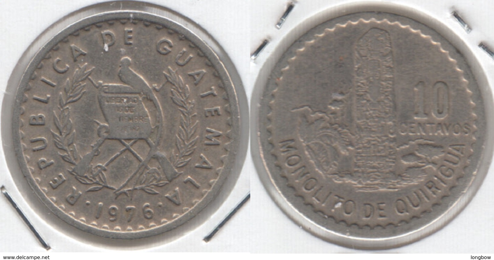 Guatemala 10 Centavos 1976 KM#277.1 - Used - Guatemala