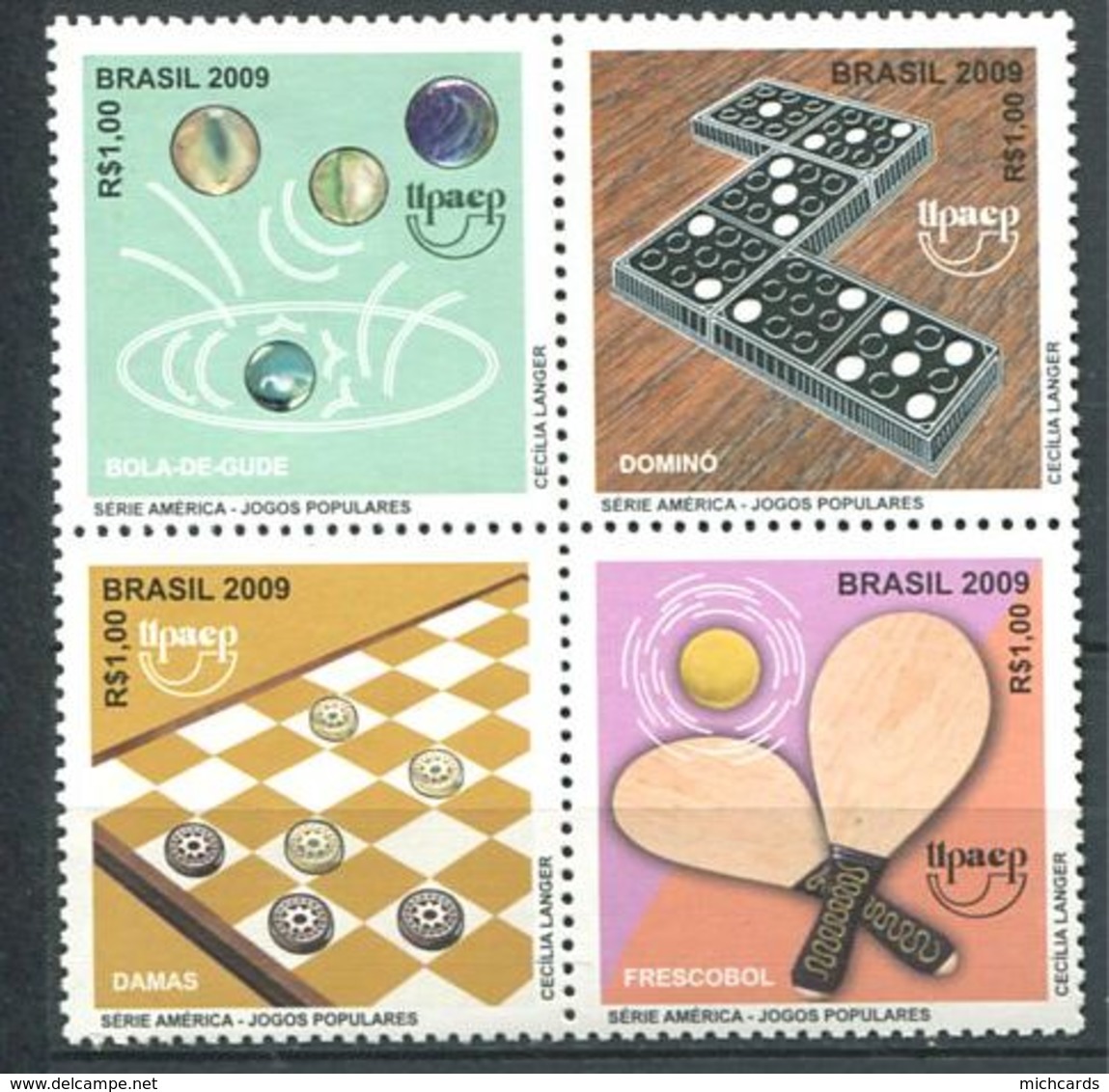 239 BRESIL 2009 - Yvert 3070/73 - Jeux Bille Domino Dame ... - Neuf **(MNH) Sans Trace De Charniere - Unused Stamps