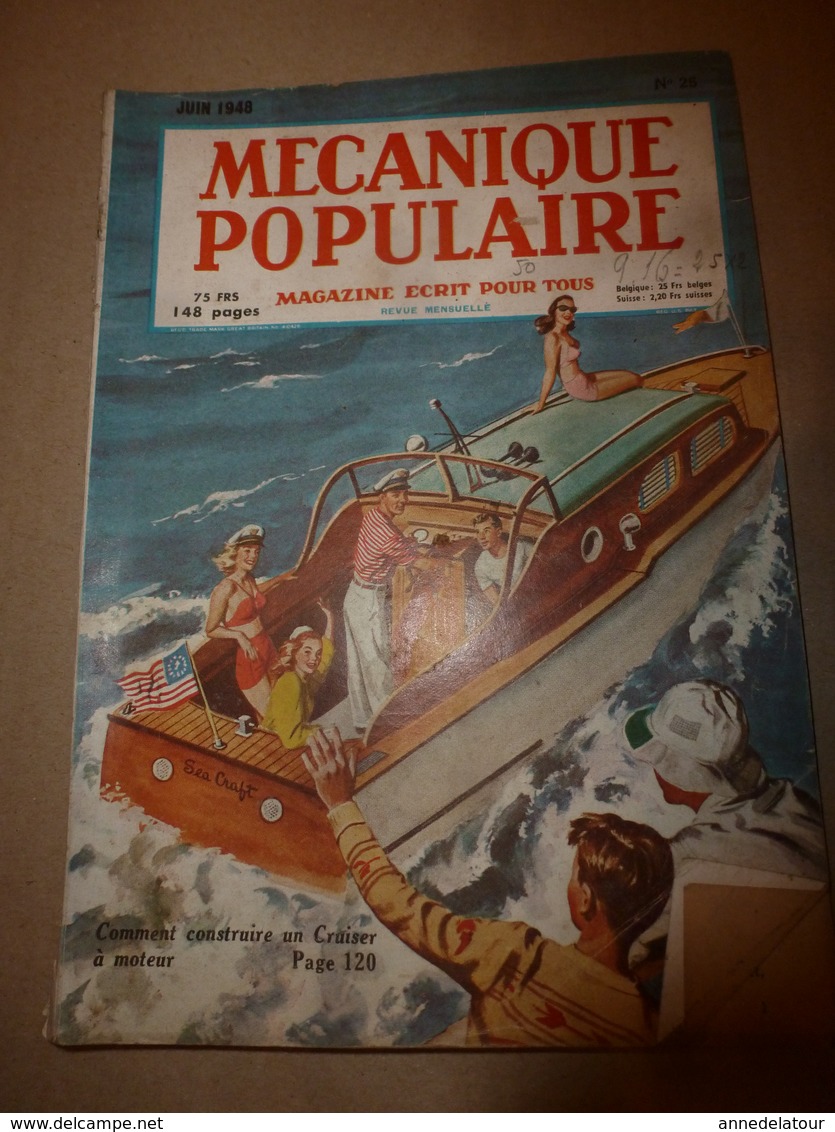 1948 MÉCANIQUE POPULAIRE: Chercheur D'or;Faire Son Cruiser-Moteur;Le Jeu De La Crosse Indienne;etc - Altri & Non Classificati