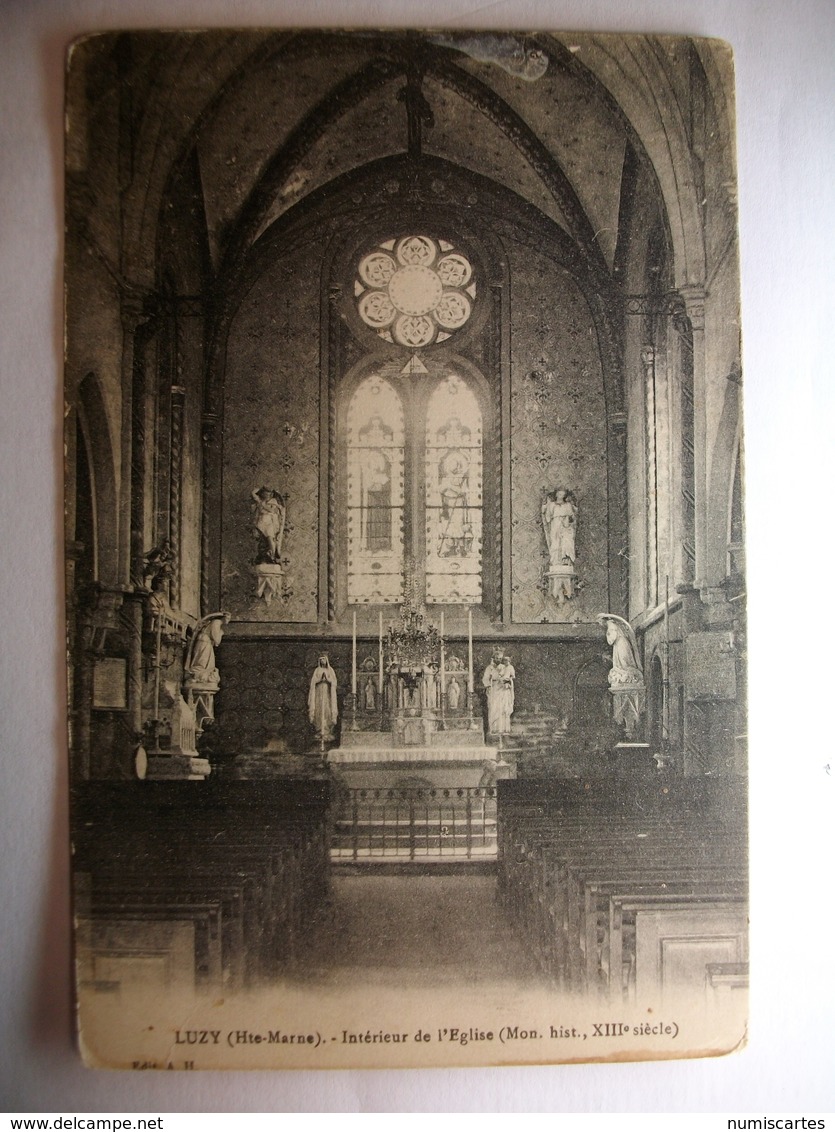 Carte Postale Luzy (52) Intérieur De L'Eglise (Petit Format Noir Et Blanc Correspondance Militaire Grande Guerre 14-18 ) - Autres & Non Classés