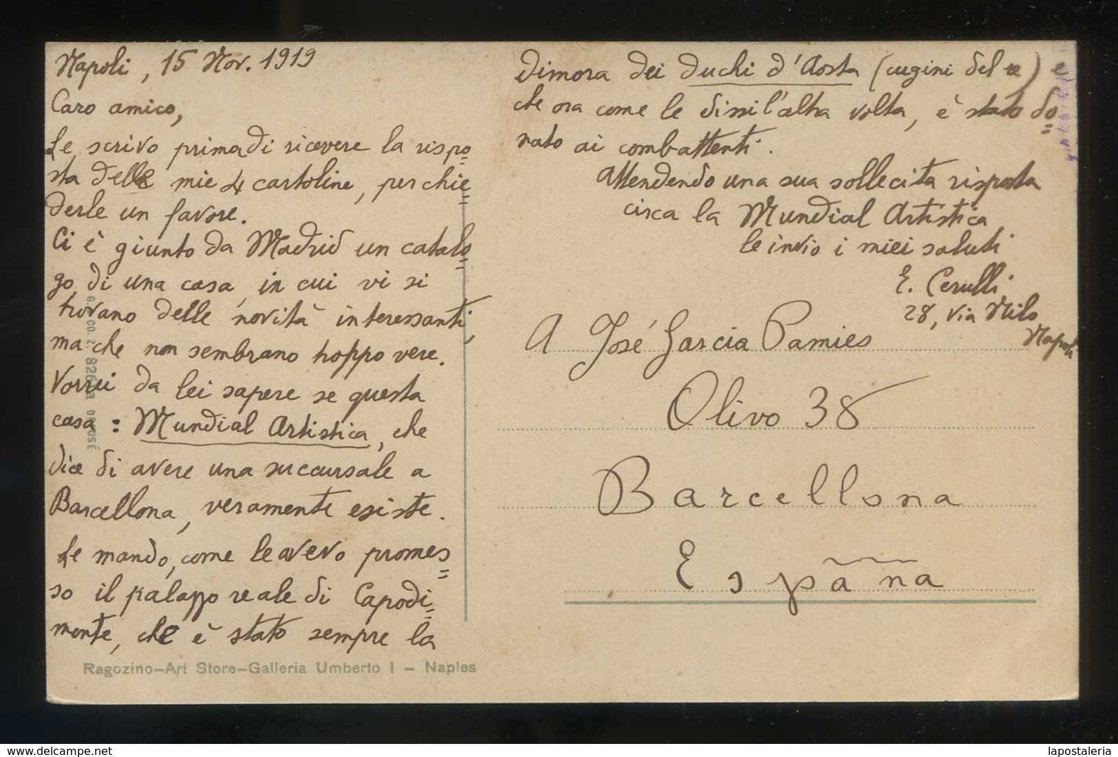 Italia. Lazio. Capodimonte. *Palazzo Reale* Ed. Ragozino. Circulada 1919. - Otros & Sin Clasificación