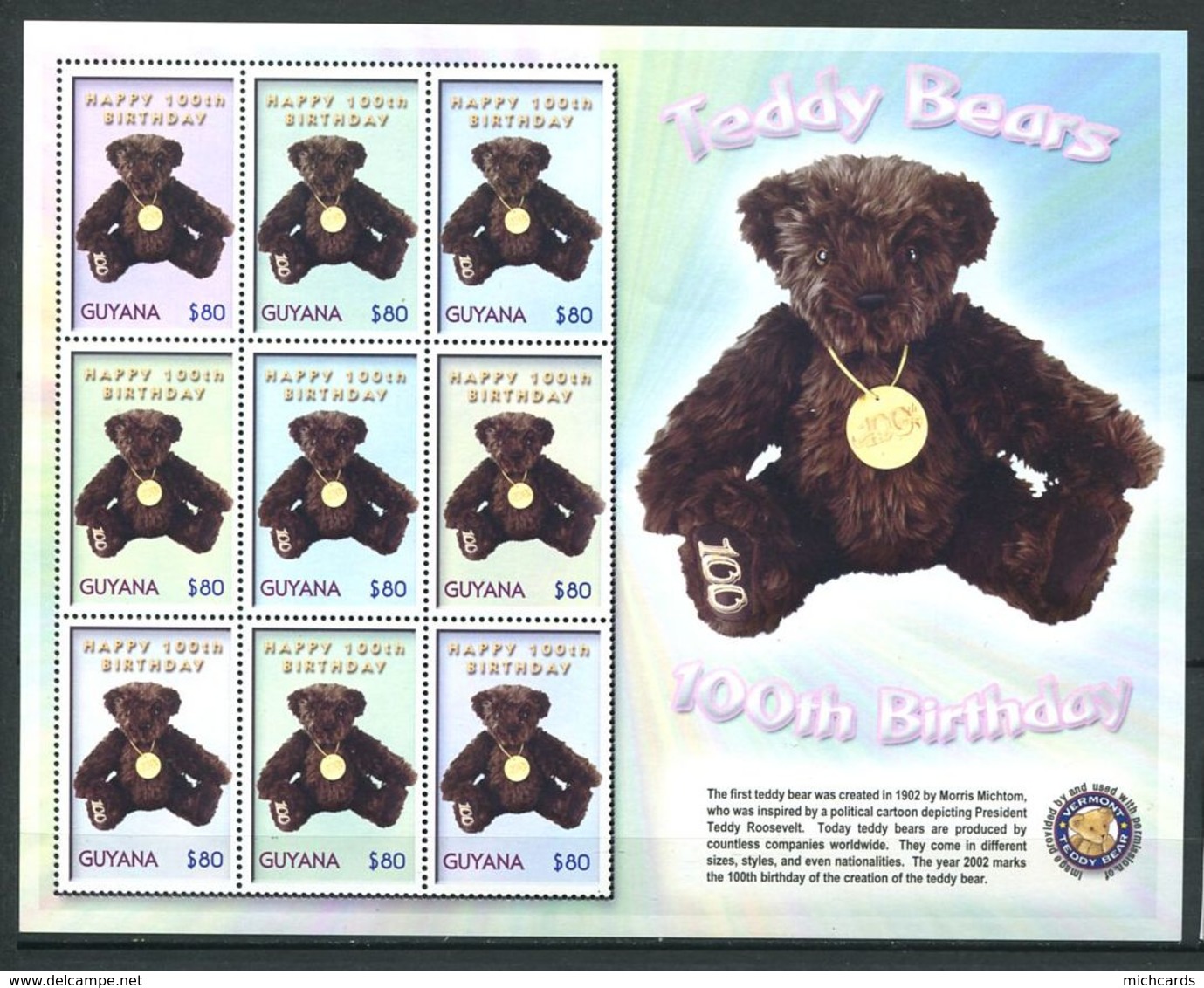 239 GUYANA (Guyane) 2002 - Yvert 5650/58 - Ours Peluche Teddy Bears - Neuf **(MNH) Sans Trace De Charniere - Guyane (1966-...)