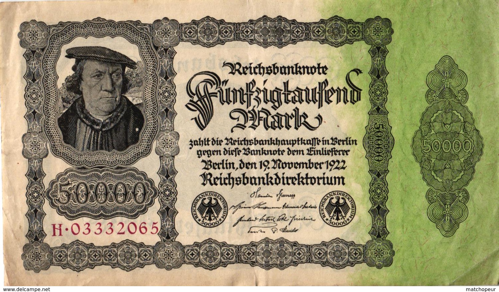 ALLEMAGNE - REICHSBUNKNOTE - 50 000 MARK - 1922 - 50000 Mark