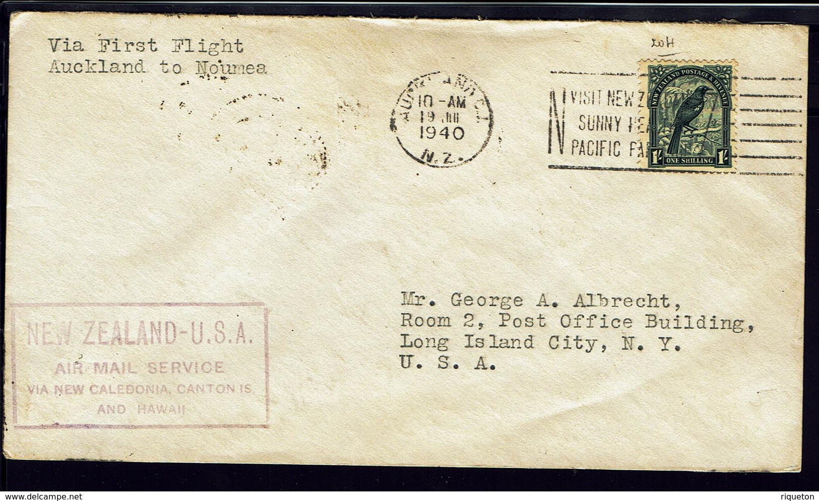 NEW ZEALAND - N° 204 Sur Enveloppe "Via First Flight Auckland To Nouméa" Pour Long Island City - USA - B/TB - - Luftpost