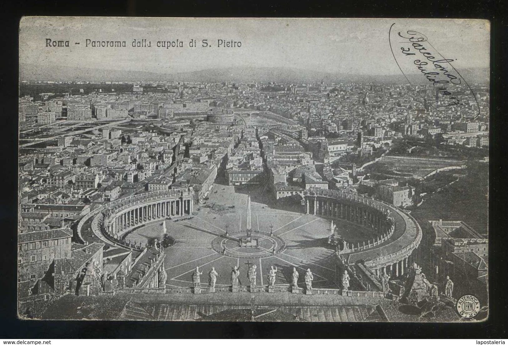 Italia. Lazio. Roma. *Panorama Della Cupola Di S. Pietro* Ed. Alterocca Nº 5723. Circulada 1917. - San Pietro