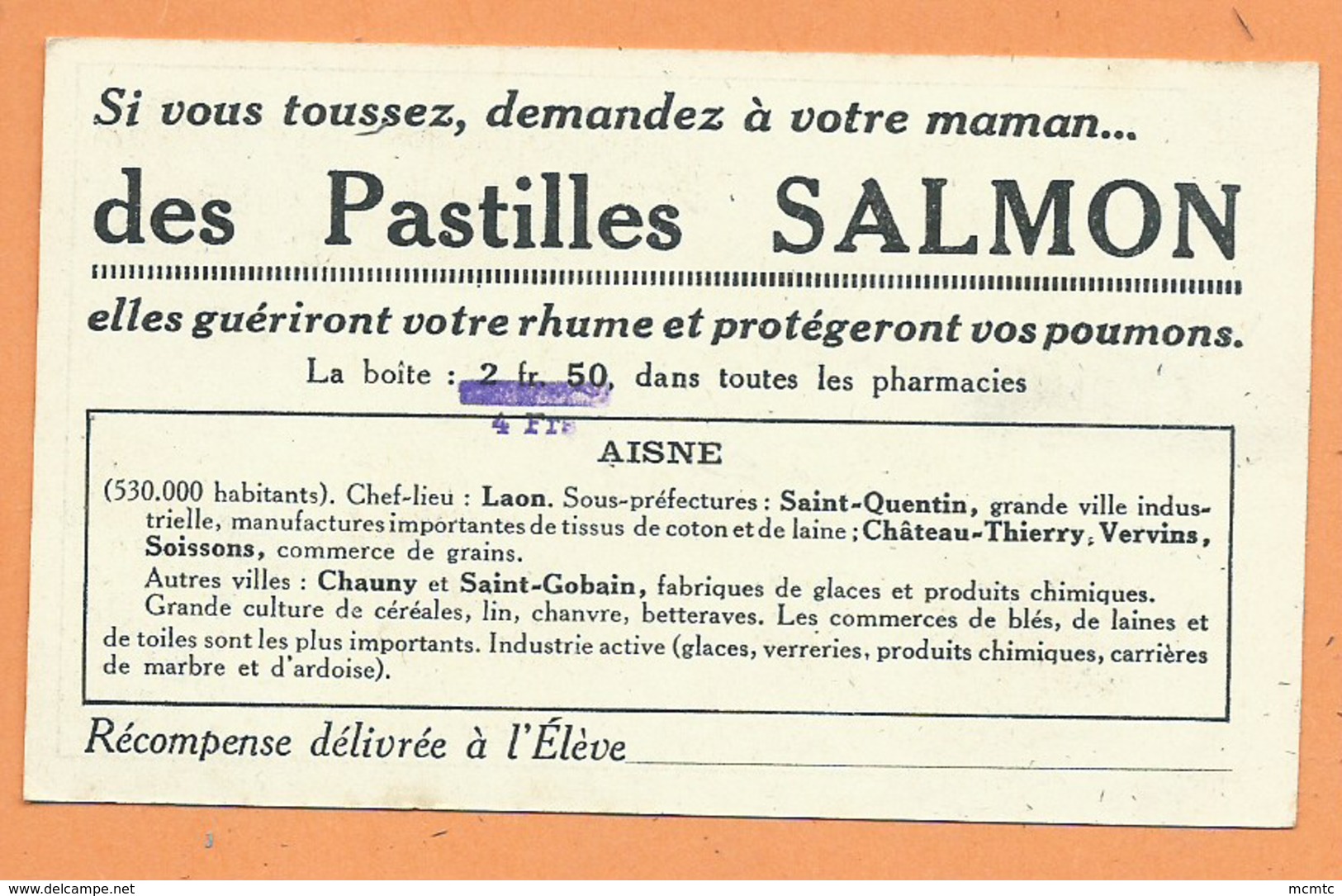 Chromos  Récompense D'élève  - Aisne - (Carte Département ) - Bonneterie - Récolte Des Betteraves  - Ardoisières - Other & Unclassified