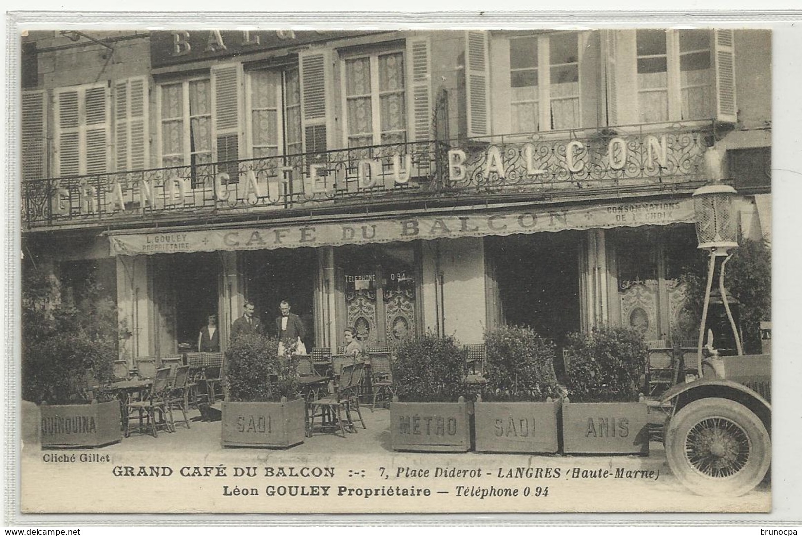 LANGRES Grand Café Du BALCON, Léon GOULEY, Voiture, Pompe - Langres