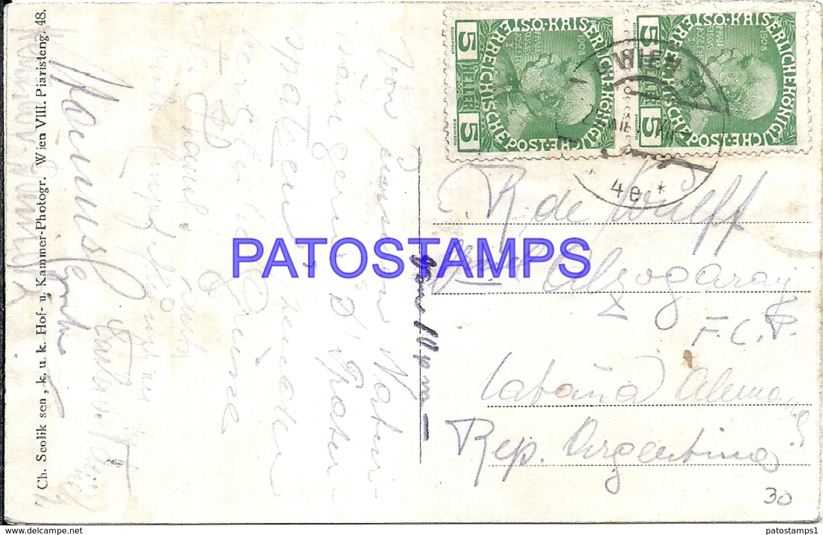 102033 AUSTRIA WIEN SUMMER ETABLISSEMENT MAN'S CIRCULATED TO ARGENTINA POSTAL POSTCARD - Otros & Sin Clasificación