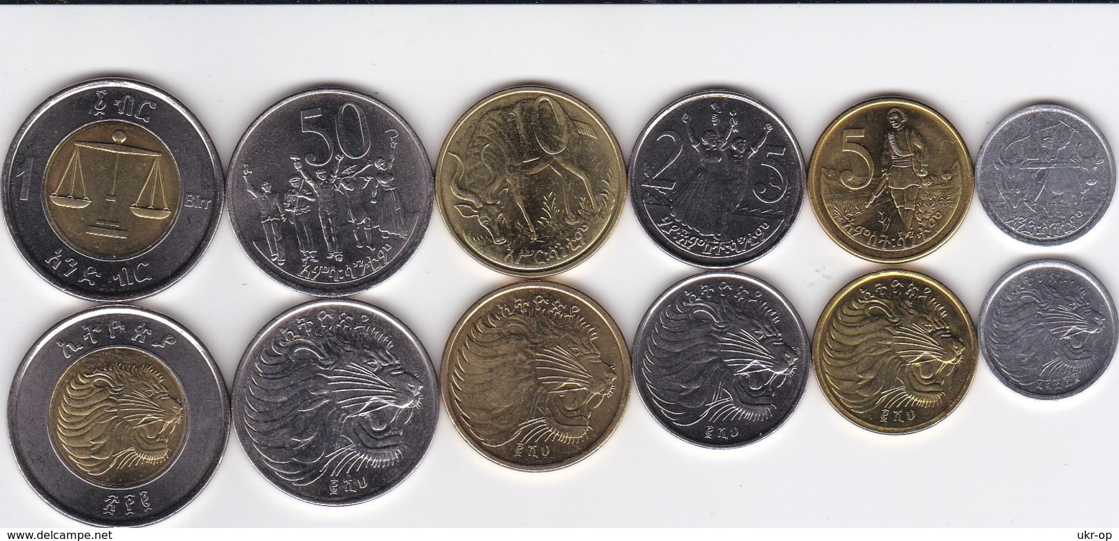 Ethiopia - Set 6 Coins 1 5 10 25 50 Cents 1 Byrr 2004 - 2010 UNC Ukr-OP - Ethiopia