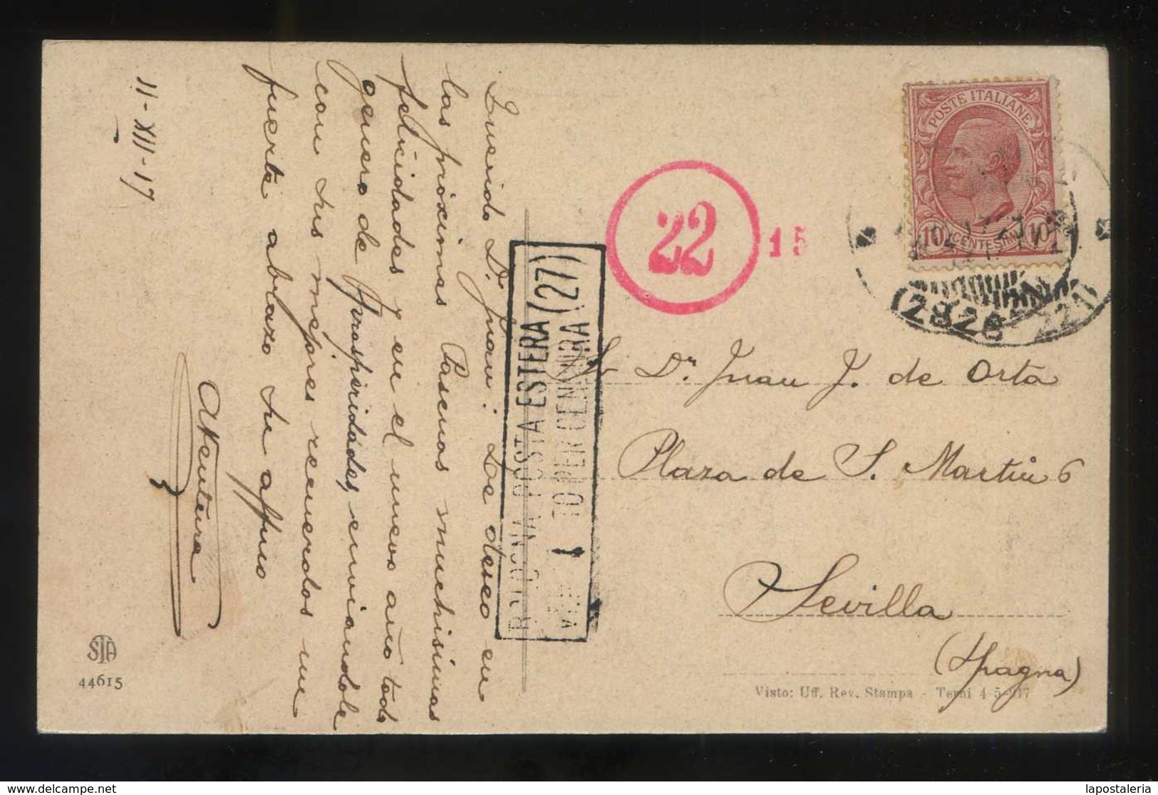 Italia. Liguria. Savona. *Calata...* Ed. S.T.A. Nº 44615. Circulada1917, Censura Militar Italiana. - Savona