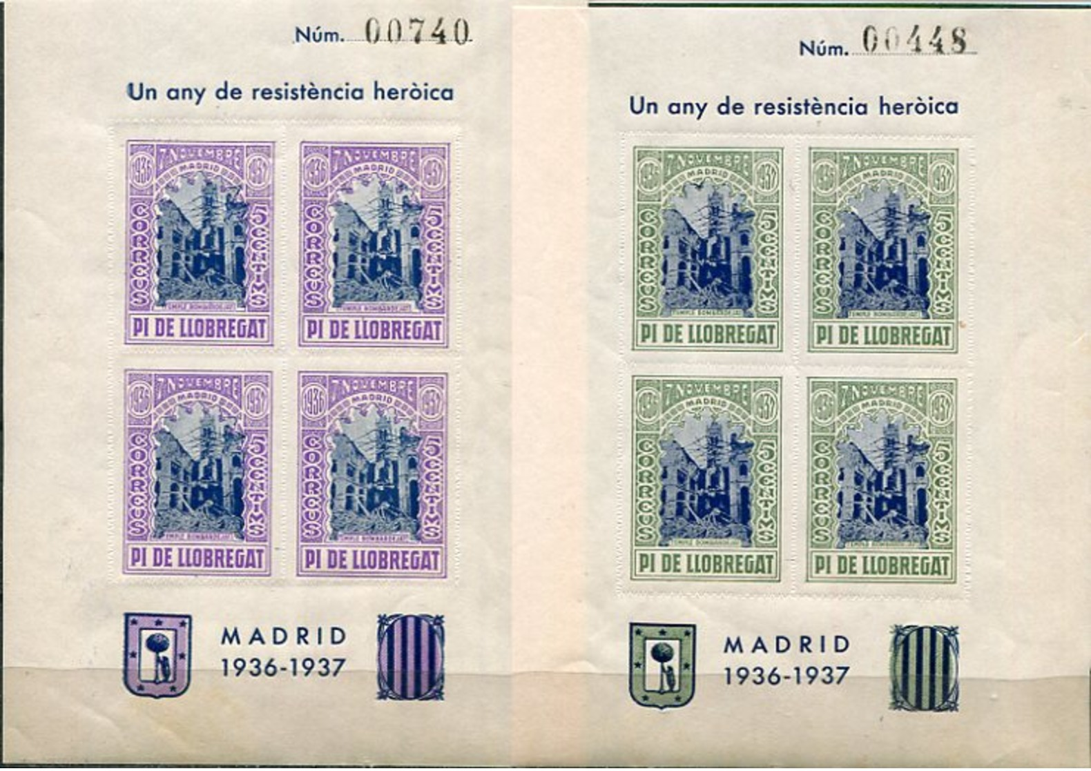 ESPAÑA   LOCALES    Pi Del Llobregat   Nº 25/26-32/33-42/43-48/49    Sin Charnela -915 - Vignetten Van De Burgeroorlog