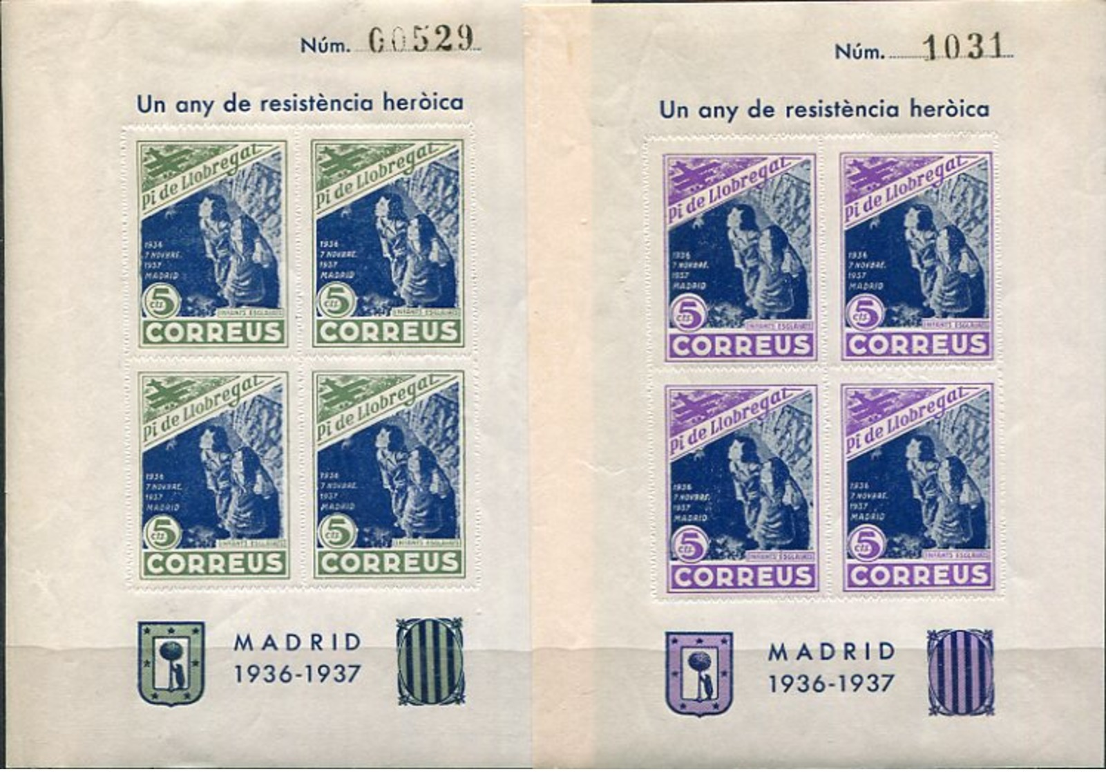 ESPAÑA   LOCALES    Pi Del Llobregat   Nº 25/26-32/33-42/43-48/49    Sin Charnela -915 - Vignetten Van De Burgeroorlog