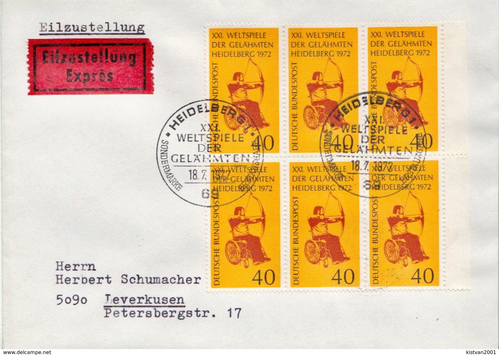 Postal History Cover: Germany Stamps On Express Cover - Tiro Con L'Arco
