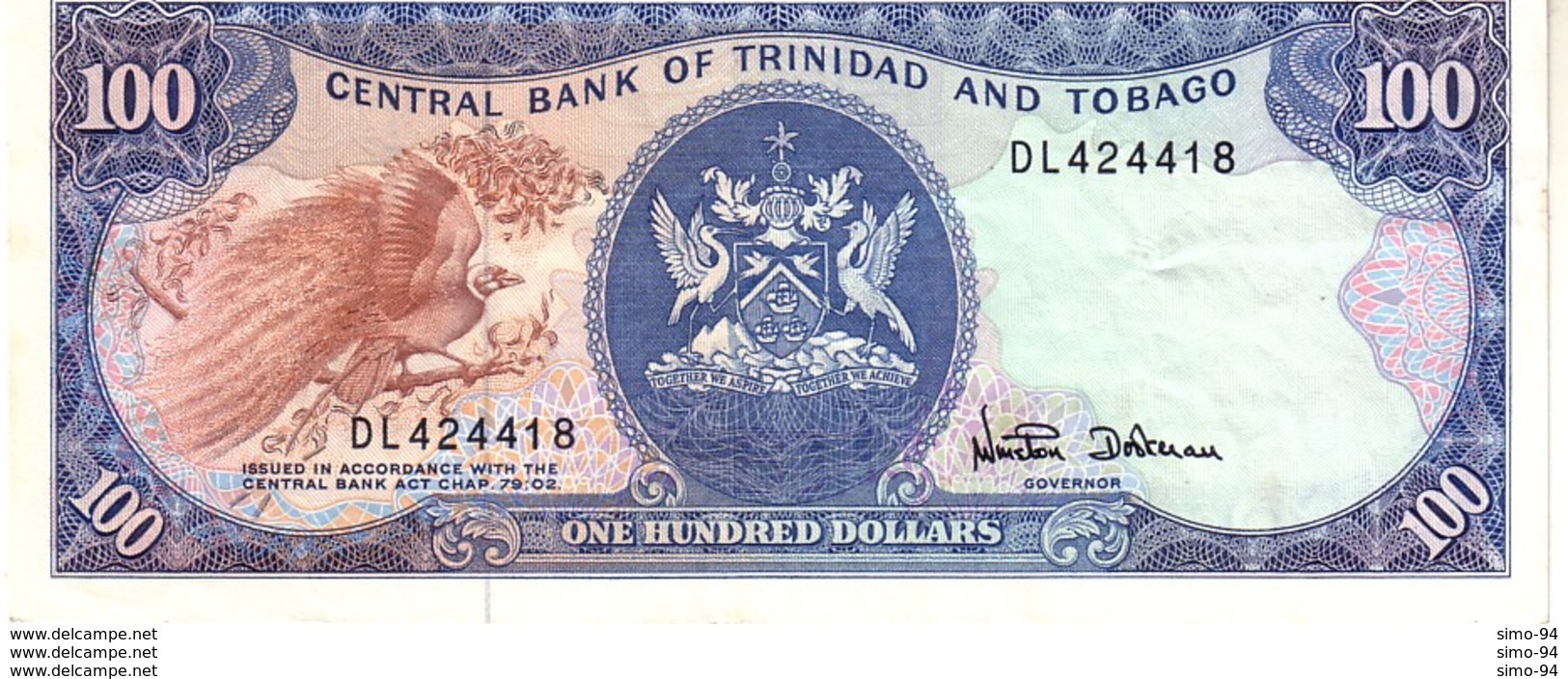 Trinidad & Tobago P.40d 100 Dollars  1985 Xf - Trindad & Tobago