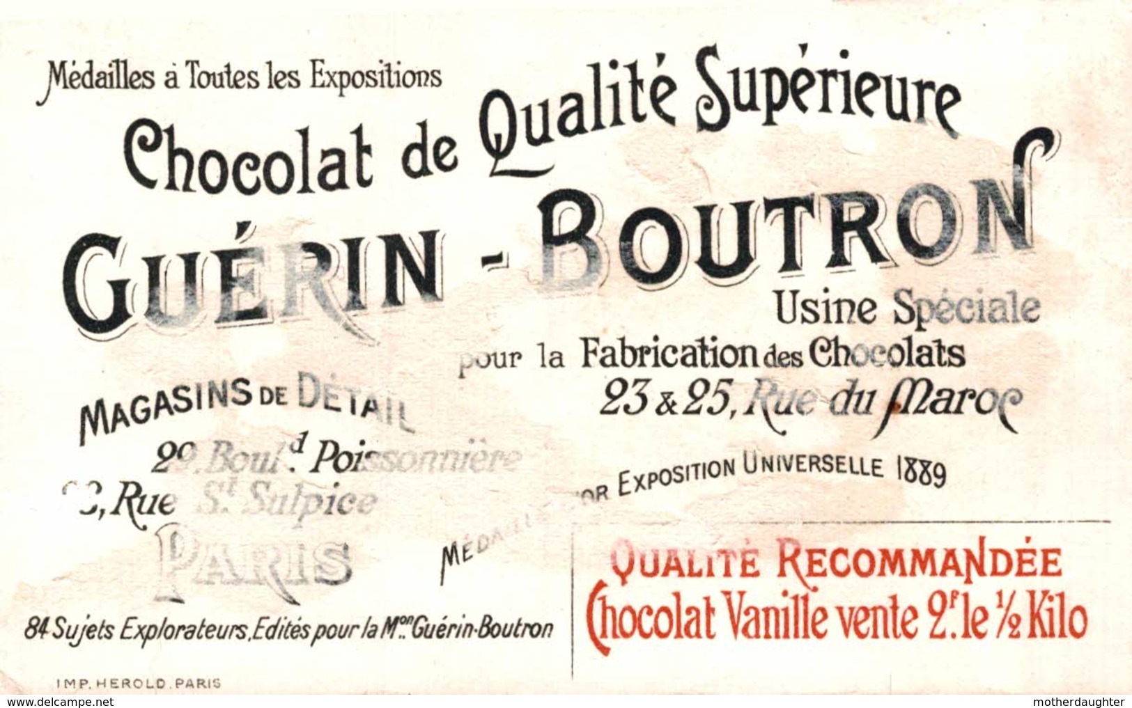 CHROMO EXPLORATEUR CAMILLE DOULS - CHOCOLAT GUERIN BOUTRON - Guérin-Boutron