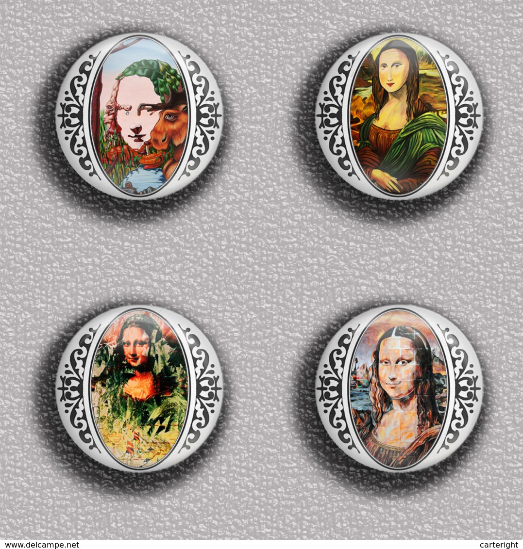 Mona Lisa Fan ART BADGE BUTTON PIN SET 2 (1inch/25mm Diameter) 35 DIFF - Altri & Non Classificati