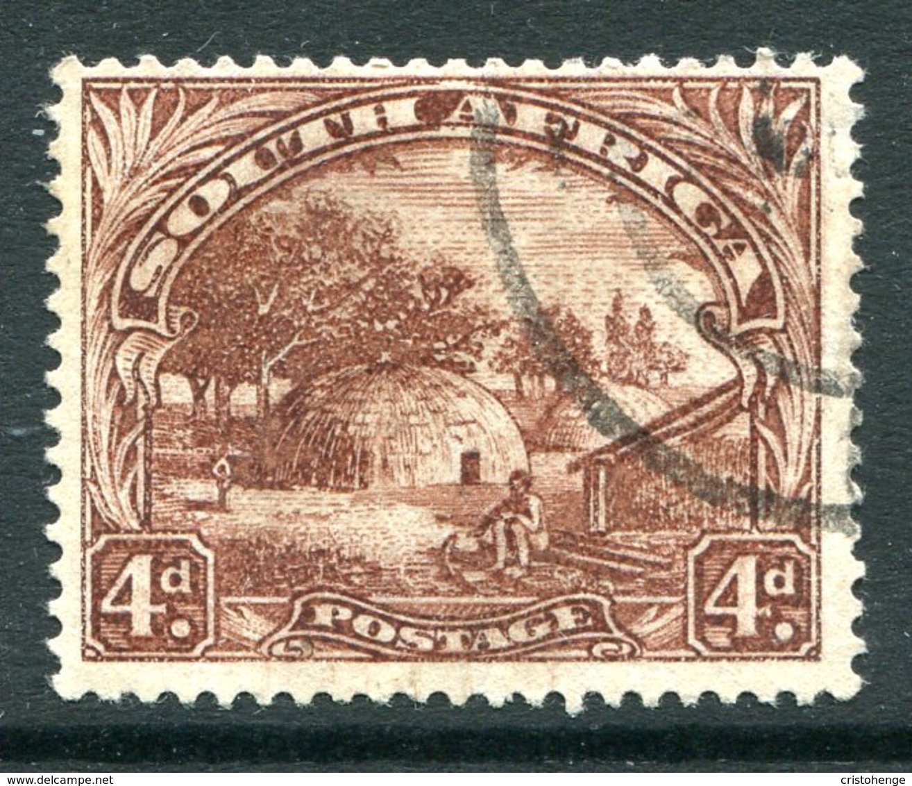 South Africa 1930-44 Pictorials - Typo Print - 4d A Native Kraal - Redrawn - Used (SG 46c) - Unused Stamps