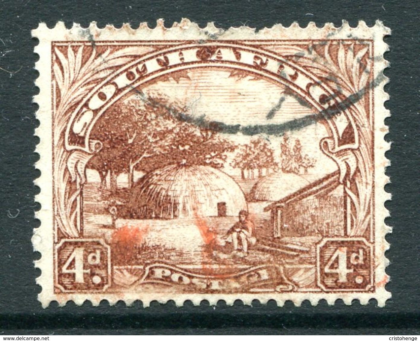 South Africa 1930-44 Pictorials - Typo Print - 4d A Native Kraal - Redrawn - Used (SG 46c) - Unused Stamps