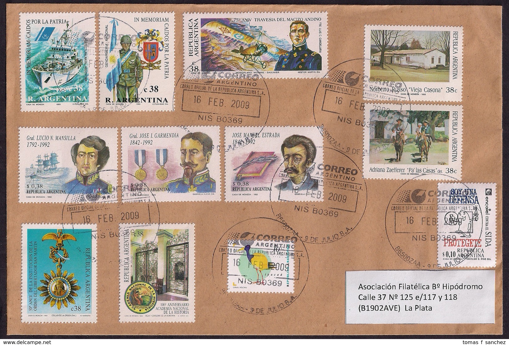 Argentina - 2009 - Lettre - Timbres Divers - Briefe U. Dokumente