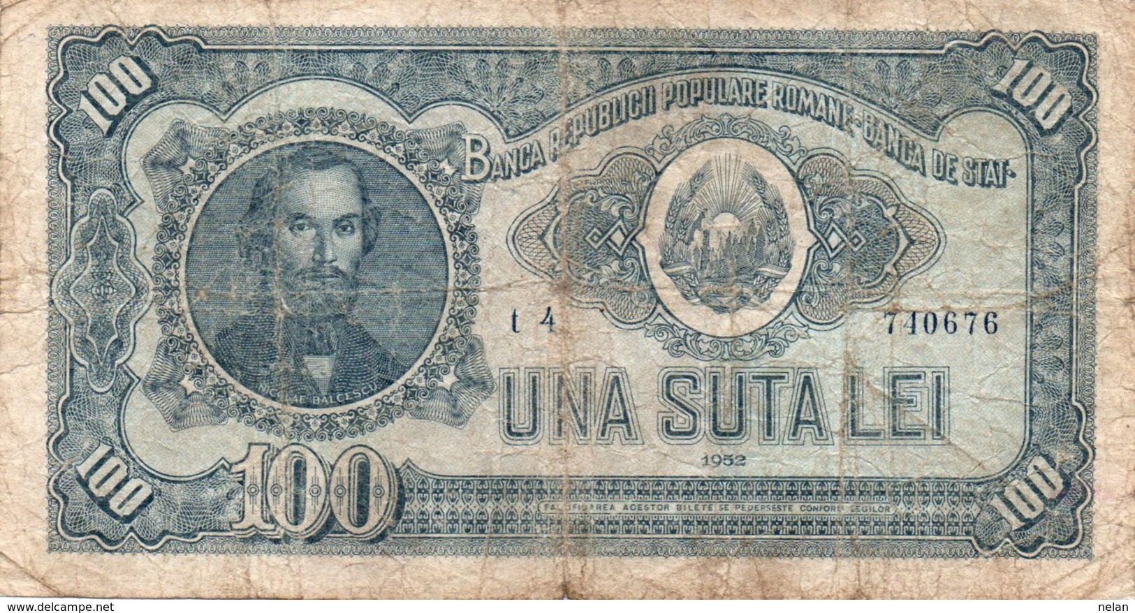 ROMANIA 100 LEI 1952 P-90 - Romania