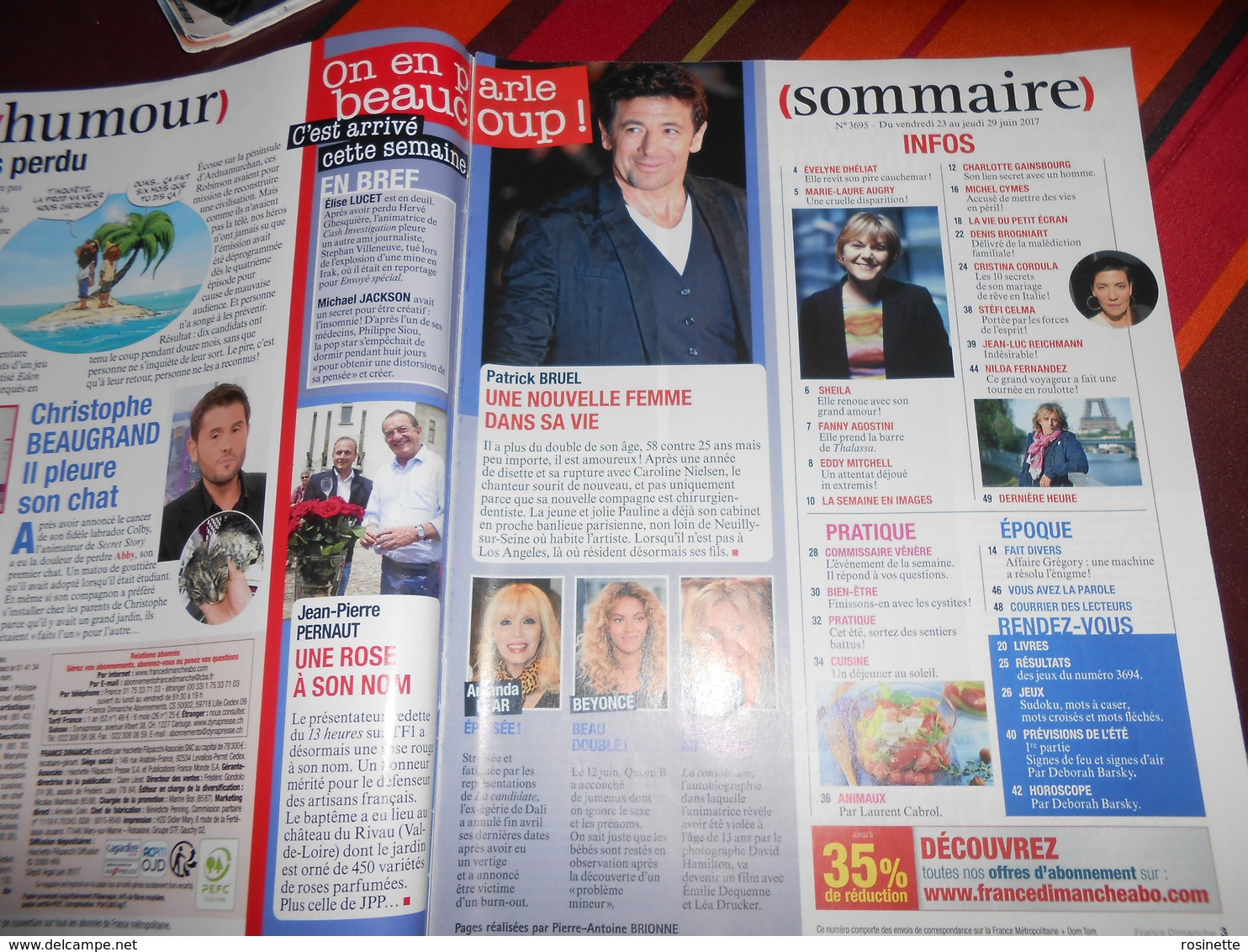 2017 FRANCE DIMANCHE  N° 3695  Avec SHEILA , EDDY MITCHELL, Charl. GAINSBOURG, CRISTINA CORDULA... ...... - Gente