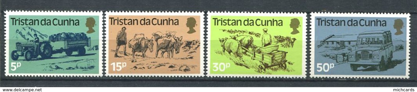 239 TRISTAN DA CUNHA 1983 - Yvert 327/30 - Tracteur Char A Boeuf Voiture ... - Neuf **(MNH) Sans Trace De Charniere - Tristan Da Cunha