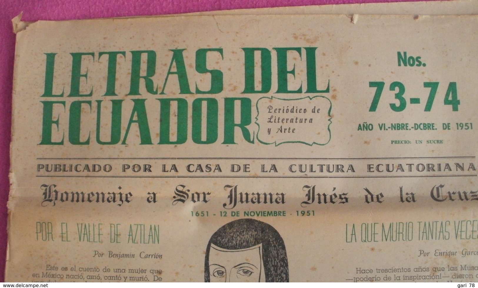 LETRAS DEL ECUADOR N° 73-74 Novembre-décembre 1951 - [1] Hasta 1980